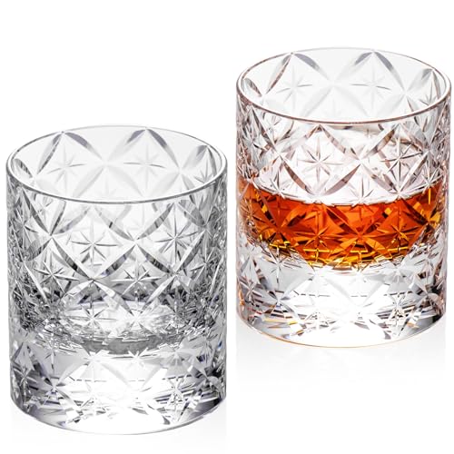 Crystal Whiskey Glasses Set of 2 Hand Blown Old Fashioned Glasses (2 Count)