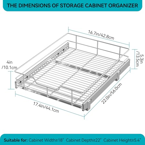 Pull Out Cabinet Organizer 18" W X 22" D