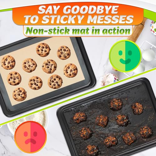 3 Pcs Silicone Baking Mat with Reinforced Edges (3 Count)
