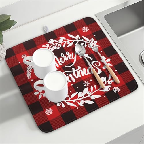 Merry Christmas Dish Drying Mat for Kitchen Counter