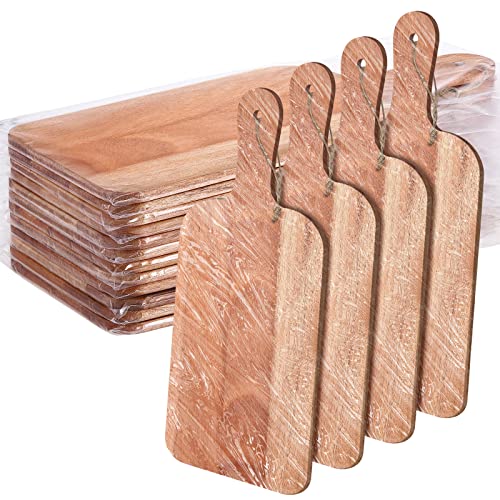 12 Packs Wooden Cutting Board Set with Handles Large Kitchen Serving Plain Chopping Board Bulk Gifts for Mom for Vegetables Meat Pizza Cheese Fruit Bread (12 Count)