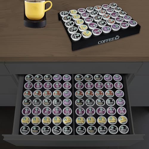 BamBoo k cup holder Drawer or Countertop k cup Organizer Coffee Pod Holder Hold 35 Coffee Pod Storage Kcup coffee pods holder for coffee station Office and Kitchen k cup storage