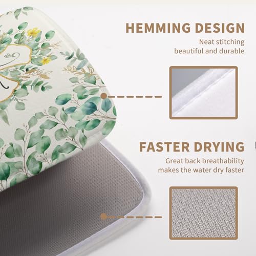 Spring Summer Cross Blessed Dish Drying Mats Spring Eucalyptus Leaves Dish Mat Drying Matt Floral Dishes Dryer Pad for Kitchen Counter Absorbent Microfiber Washable Foldable Reusable 18x24 in