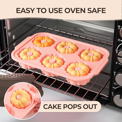 3 Inch Mini Fluted Tube Cake Pans for Baking with Metal Reinforced Frame (2 Count)