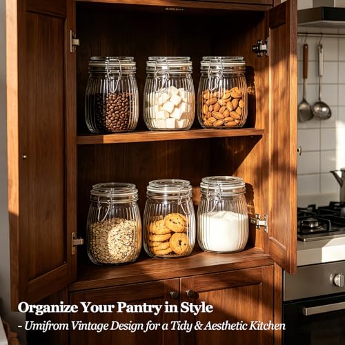 Ribbed Glass Mason Jars with Airtight Lids 25oz 6 Pack Sourdough (6 Count)