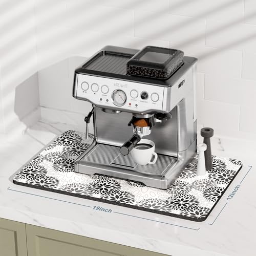 Coffee Mat 12" x 19" Cute Coffee Bar Mats for Espresso Machine Station Accessories and Organizer