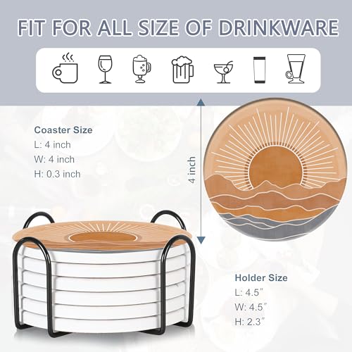 6 Pcs Coasters for Drinks with Holder