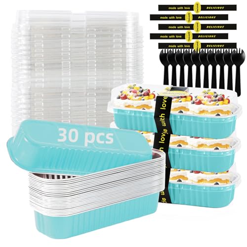 Mini Loaf Pans with Lids and Spoons Sealing Sticker (30 Count)