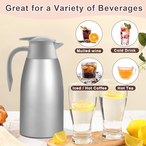 2 Pcs Thermal Coffee Carafe Insulated Stainless Steel Coffee Carafe for Hot Liquid Vacuum Thermal Pot Creamer Pitcher Dispenser with Brushes Keeping Hot Water Milk (2 Count)