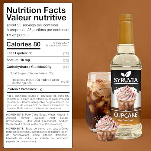 Coffee Syrup Cupcake Flavored Syrup for Drinks (25.4 Fl Oz)
