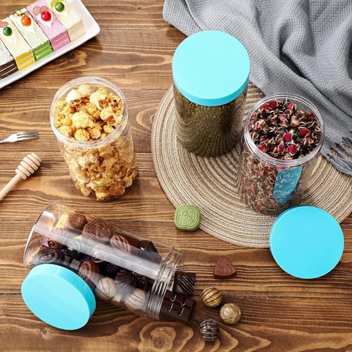 4 Pcs Plastic Jars Wide Mouth with Lids (4 Count)