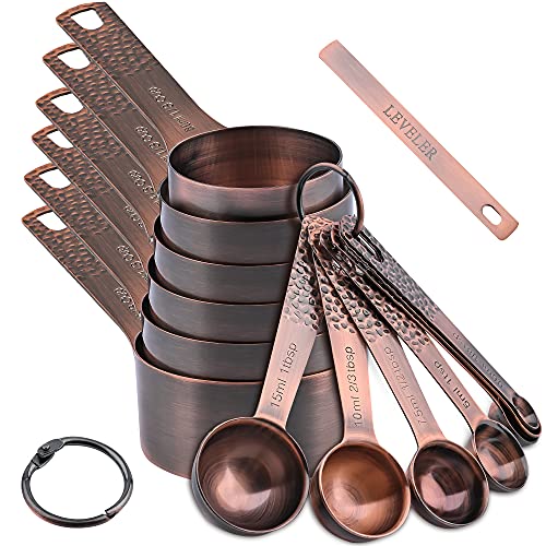 Copper Measuring Cups and Spoons Set 14