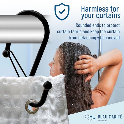 Set of 12 Black Metal S Hook Shower Hooks 1” (12 Count)