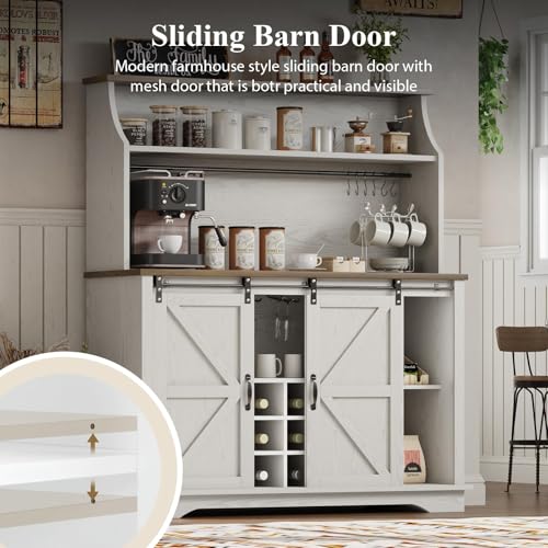 47 Inch Farmhouse Coffee Bar Cabinet with 3