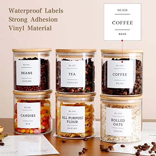 20 OZ Glass Food Storage Jars with 132 Pantry Labels Preprinted