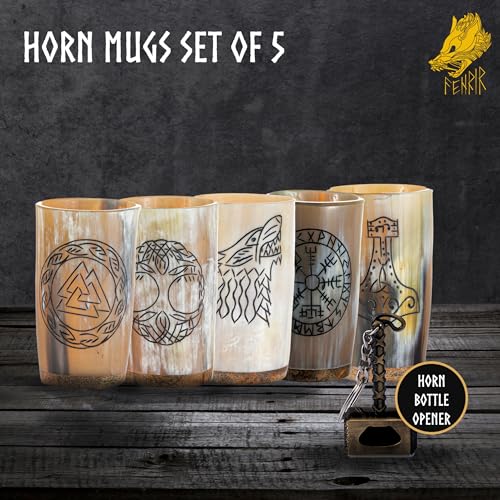 Viking Drinking Horn Mug Set of 5 (6 Count)