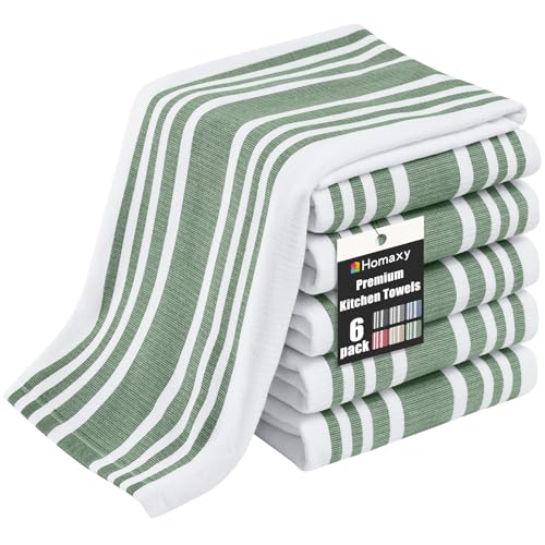 Premium Cotton Stripe Kitchen Towels 6 Pack (6 Count)