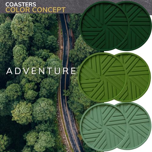 Silicone Coasters Set of 6 with Modern Patterns for Coffee Table Decor (6 Count)