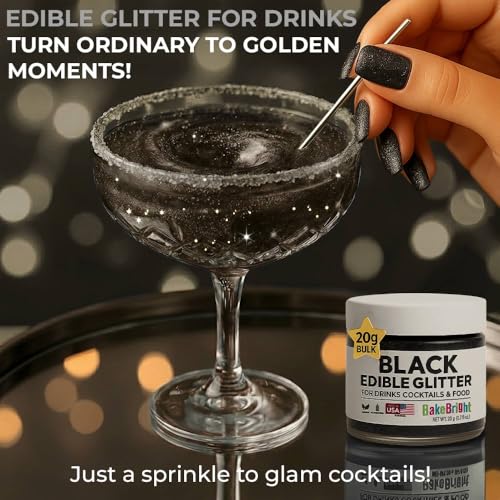 Bulk 20g Black Edible Glitter for Drinks