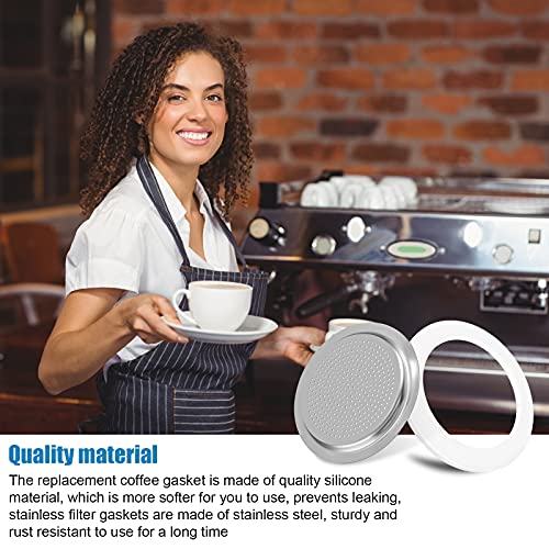 6 Pieces Moka Pot Replacement Cup Gasket with 2 Pcs Stainless Filter