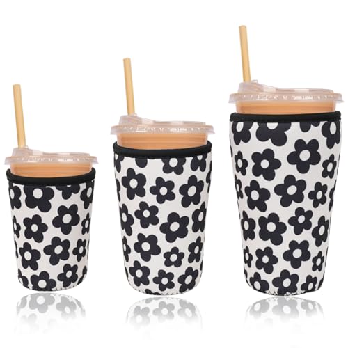 Reusable Insulated Neoprene Iced Coffee Cup Sleeve (3 Count)