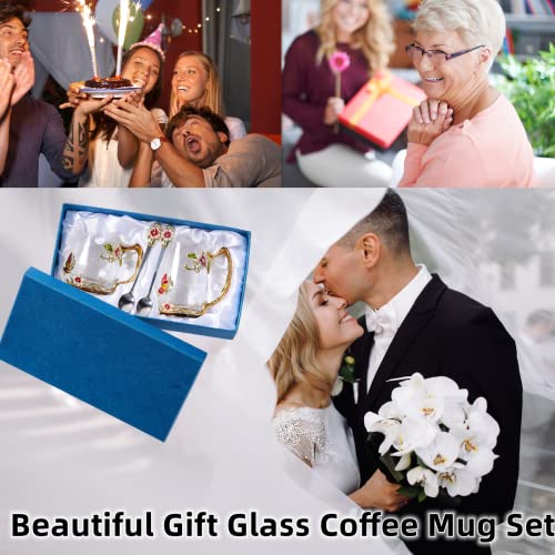 Tea Cup Glass Coffee Mugs (2 Count)