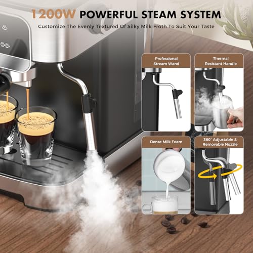 Compact Espresso Machine Professional 20 Bar with Touch Panel