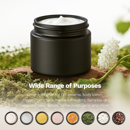 48 Pack 2 oz Black Small Glass Jars with Black Lids (48 Count)