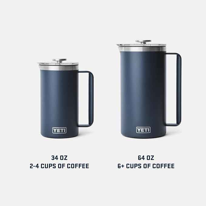 YETI Rambler 34 oz. French Press Coffee Maker, with GroundsControl Filter, Navy