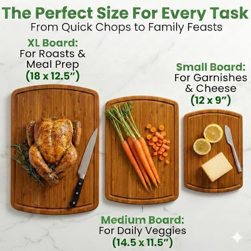 LUXURIOUS Bamboo Cutting Board 3 (3 Count)