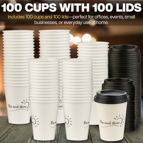 Disposable Coffee Cups with Lids (100 Count)