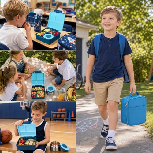 Bento Lunch Box for Kids with 8oz Soup Thermo&Lunch Bag