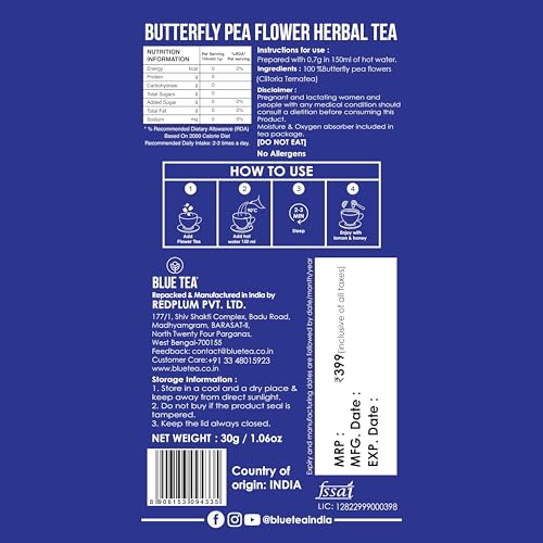 Butterfly Pea Flower Tea (30 Count)