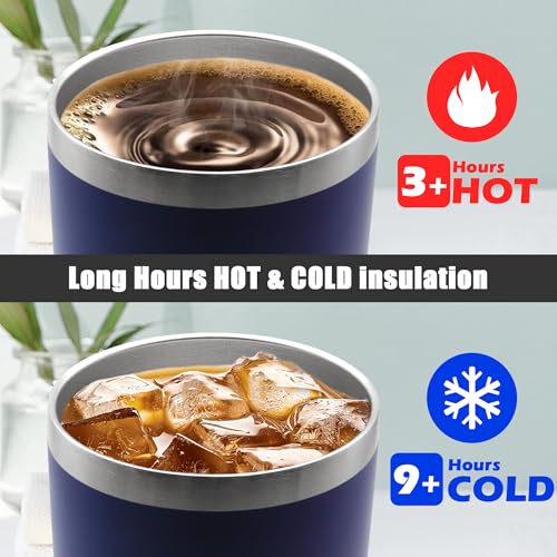 20oz Tumbler Insulated Coffee Tumblers with Lid Stainless Steel Navy 4P (4 Count)