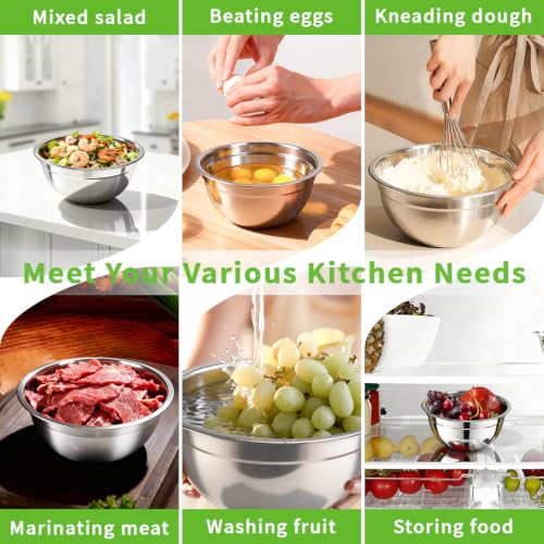 Stainless Steel Mixing Bowls with Color Lids (7 Count)