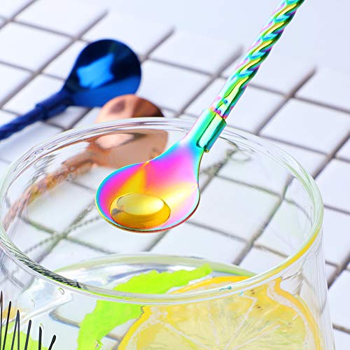 10 pcs Metal Straw Spoons with 2 Cleaning Brushes