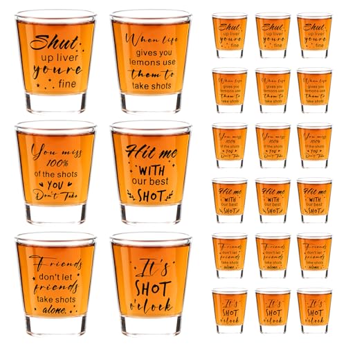 24 Pieces Funny Friends Shot Glasses Funny Friends Shot Glasses Clear Glass Cups with Heavy Base for Adult Small Glass Shot Cups 1.75 oz Shot Glass for Best Friend (24 Count)