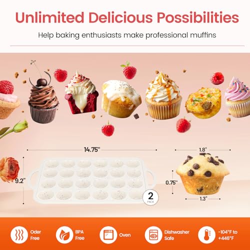 Silicone Muffin Pans With Metal Reinforced Frame (2 Count)