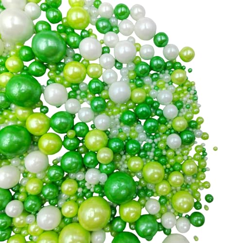 Edible White Green Sugar Pearls Candy Sprinkles 120G (4.23 Ounce)