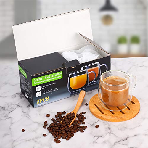 10oz Double Walled Glass Coffee Mugs (4 Count)