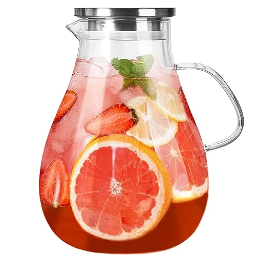 1 Gallon Glass Pitcher with Lid and Handle