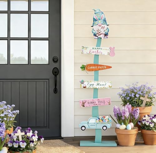 42.9inch Happy Easter Welcome Wooden Porch Sign