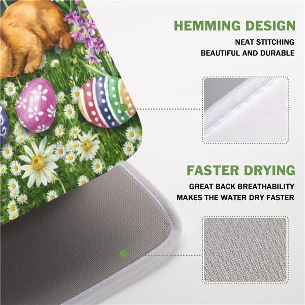 Easter Bunnies Eggs Dish Drying Mat for Kitchen Counter