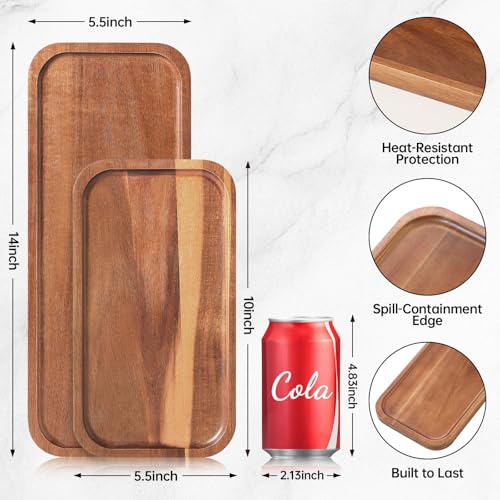 Acacia Wood Serving Platters and Trays (6 Count)