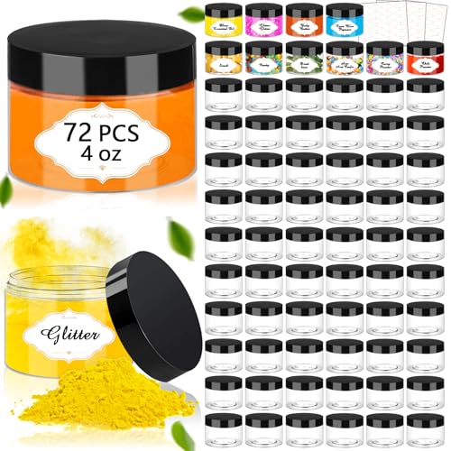 Plastic Jars with Lids 4 OZ (72 Count)