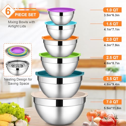 Mixing Bowls with Lids Set (6 Count)