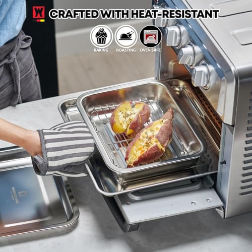 Stainless Steel Casserole Pan or Food Prep Container with Rack & Lid
