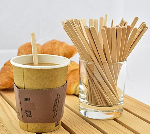 7.5 Inch 1.8mm Individually Wrapped Wooden Coffee Stirrers (500 Count)