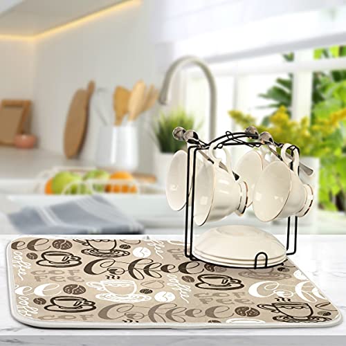 Brown Coffee Dish Drying Mat