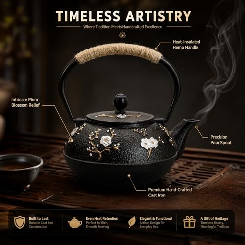 27oz Small Cast Iron Tea Pot for Stovetop